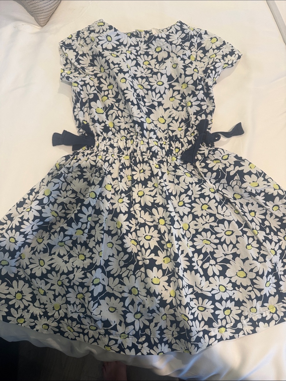 Crewcuts Navy Floral Daisy Print Dress with Yellow Centers